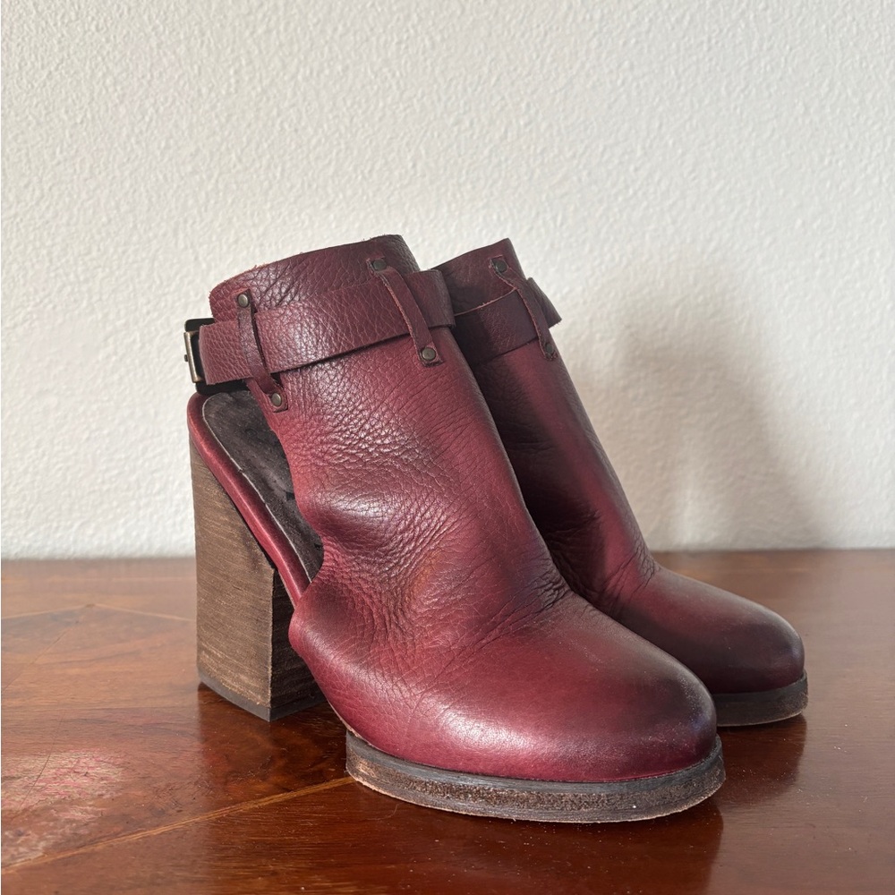 Free People Burgundy Leather Heeled Boots